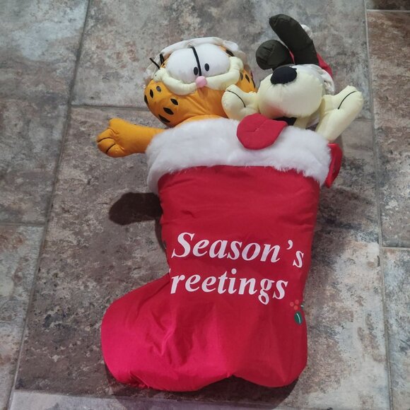 Vintage Garfield and Odie Christmas Stocking Plush Stuff It Stocking - Picture 2 of 10